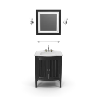 Wooden Bathroom Sink With Mirror, oak, set of 2