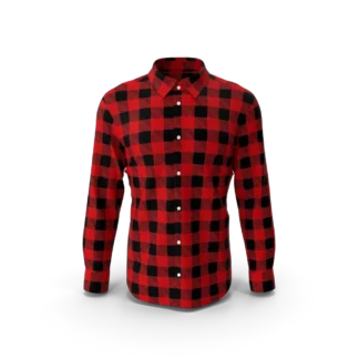 Man Plaid Shirt, black, XL